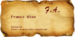 Francz Alex névjegykártya